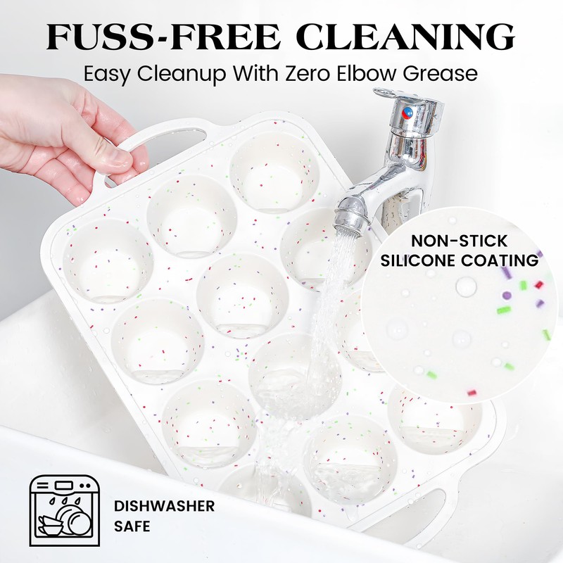 AOTASO Regular 12 Cup and Mini 24 Cup Nonstick Cupcake