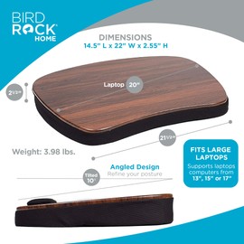 Sofia + Sam Oversized Memory Foam Lap Desk (Black) | Supports Laptops Up to 20 Inches