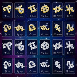 48 Pcs Zodiac Nail Charms Zodiac Sign Charms for Nails 3D Rhinestone Jewelry Nail Art Nail Charms DIY Horoscope for Jewelry Making Nail Necklace Bracelet Earrings Crafts Supplies (Gold, Silver)