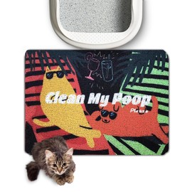 Lukamoo® Cute Cat Litter Mat (24’’x16’’), for Kitty Litter & Cat Litter Box, Independent Artist Designed (Sunbathing Buddies)