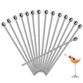 PECULA 30 Pcs Cocktail Picks, Appetizer Skewers Stainless Steel, Cocktail Skewers Cleanable and Reusable, Toothpicks for Food and Drinks, Bar Party, Barbeque Snacks, Sandwiches, and Fruit (4.2Inch)