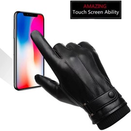 GLURIZ Guantes de Conducción de Cuero con Dedos Completos - Guantes para Frio, Guantes de Piel Auténtica para Hombre, Guantes de Motocicleta de Conducción de Piel de Vaca para Hombres y Mujeres