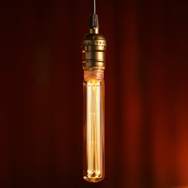 TORCHSTAR LED Tubular Decorative Light Bulb 2.3W, T10 Edison Light Bulbs, E26 Base, Dimmable Virtual Filament Vintage Edison Bulb, Beautiful Tube Decor Bulb, Amber Glass, 2000K Soft Warm, UL Listed