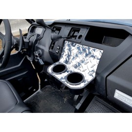 Fits Honda Pioneer 1000 Front 2 Cup Drink Holder Polished Aluminum Diamond Plate