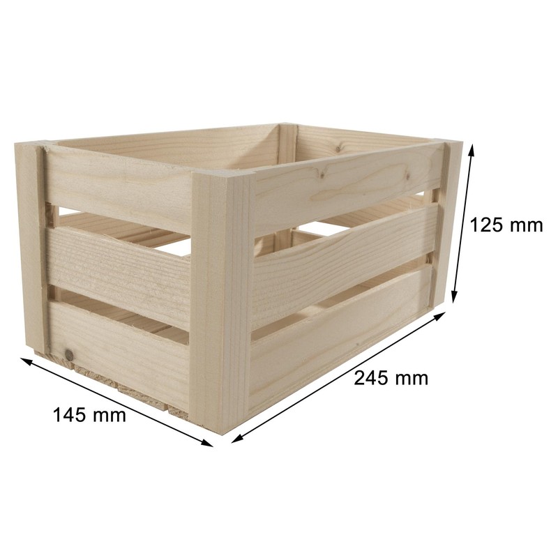 WooDeeDoo Small Wooden Storage Slatted Crate Box | 24.5 x