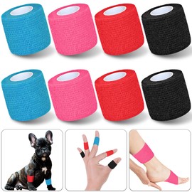 Chewarelly 8 Pack 2 in x 5 Yards Cohesive Wrap Self Adhesive Bandage Wrap Elastic Self Adherent Wrap Self Stick Vet Tape for Athletic, Wrist, Ankle, Knees, Pets (Mixed Colors 1)