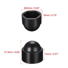 uxcell Plastic Dome Nut Protection Cap Covers, M12 Nut Cover Black 50pcs