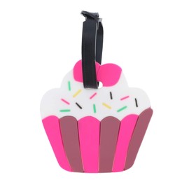 Pink and White Cupcake Luggage Tag Fun Food Travel Suitcase ID
