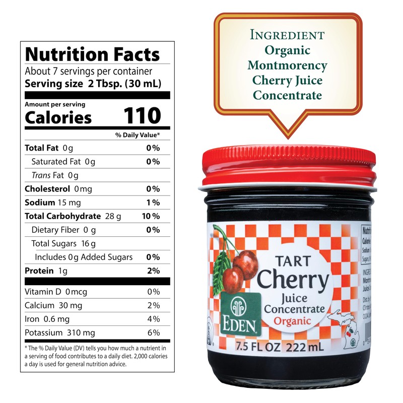 Eden Organic Montmorency Tart Cherry Juice Concentrate, 68 Brix, No