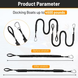NIUTRIP 4-5.5ft, Bungee Dock Line with Stainless Steel Clip Safe Boat Rope Mooring String with Foam Float for Pontoon, Boat Accessories,Jet Ski,Sea Doo,2 Pack(Black)