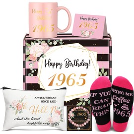Didaey 7 Pcs 60th Birthday Gifts for Women, Happy Birthday Gifts for Her, 1965 Funny Birthday Ideas Gift Set for Friends Female Mom Wife Sister Coworker, Happy Birthday Gift Box Basket