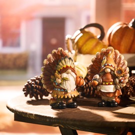 Valery Madelyn Gnomes Fall Decorations for Home, 2 Pcs Harvest Gnomes for Table Indoor Outdoor, Funny Garden Gnome Statue Thanksgiving Autumn Figurines Gifts for Room Yard Party Porch 6inch