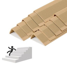 5 Pack Rubber Stair Nosing - 3.3Ft Stair Anti-Slip Adhesive Strip, Made of Wear-Resistant Rubber, Mute, Easy to Install - Indoor/Outdoor, Helps Elderly and Children Prevent Slipping (Light Brown)