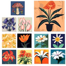 lxmydm Paint by Numbers Adult Flowers 12 Piece Set Digital Oil Painting with 3 Brush Sets Complete Set Polypropylene Paint Suitable for Anyone as a Gift 20 x 20