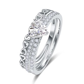 Bonlavie 925 Sterling Silver Briliant Solitaire Women's Wedding Engagement Promise Ring Set Size S