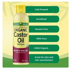 4 TOP CARE Cold-Pressed Castor Oil - Unrefined & Hexane-Free, Organic - For Hair and Skin - 8 fl oz