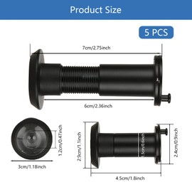 Oungy 4 Pack Door Viewer Peephole 200-Degree Door Viewer with 16mm/0.63inch Drill Bit for 1-1/2" to 2-3/8" Doors Zinc Alloy Peephole for Front Door with Heavy Duty Privacy Cover, Black