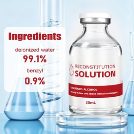 Muagoua Reconstitution Solution 30ml with 0.9% Benzyl Alcohol, 2 Pack Laboratory Supply, Premium Glass Lab Vials with Leak-Proof Cap (Red)