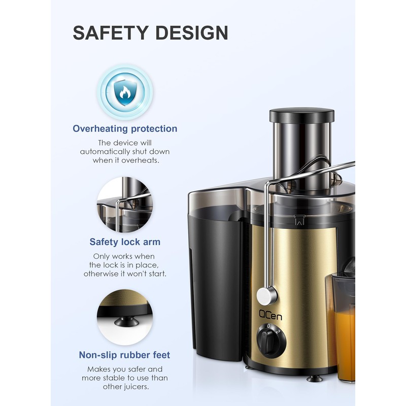 Qcen Juicer Machine, 500W Centrifugal Juicer Extractor with Wide Mouth