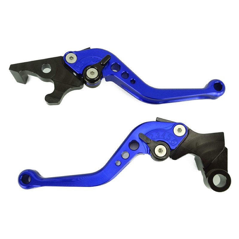 Y114 Blue Yamaha Brake Clutch Levers with 6 Adjustments Short