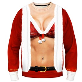 Blue Planet Fancy Dress Women's Christmas Jumper Red Santa Design (Large) 3D Funny Bikini Novelty Xmas Sweater for Women Adults - Hilarious, Ugly Christmas Sweatshirt Couples
