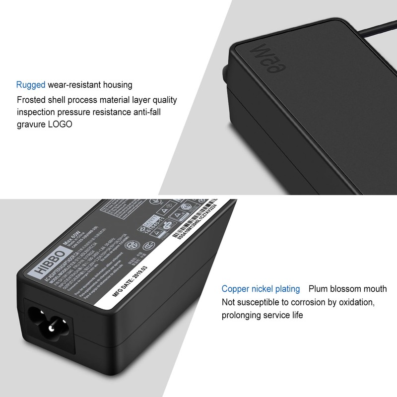 HIBBO Charger Compatible with Lenovo Laptop Computer 65W 45W USB