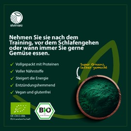 Spirulina Pulver Bio 250 g – Alvimare Premium Qualität – Hochwertiges Superfood, Reich an Proteinen & Vitaminen, Perfekt für Smoothies & Detox, Vegan & Rein