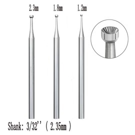 Luo ke 3 Pcs Round Cup Burr, 3/32'' Shank Wire Rounder Burs with Hand Drill Wire Twisting Tools (Cup Burr Size: 1.2mm/1.8mm/2.3mm)