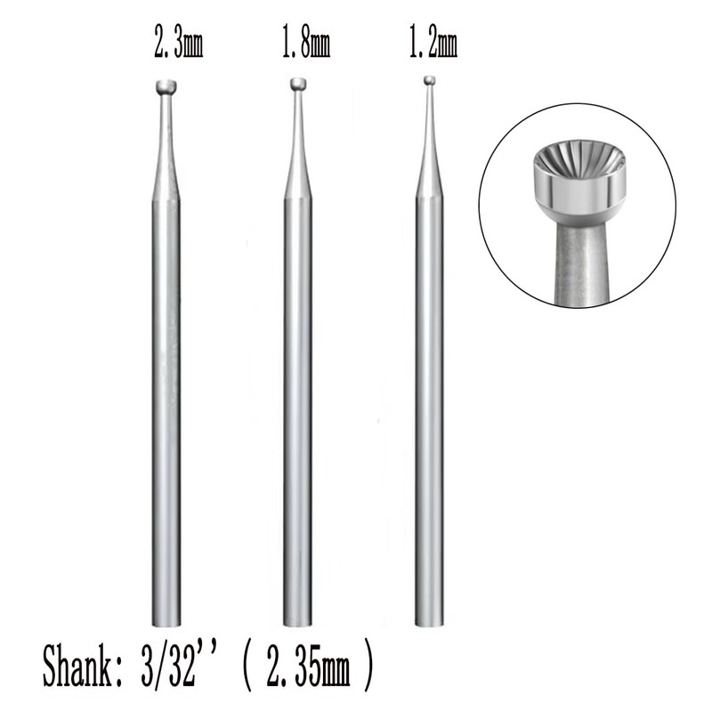 Luo ke 3 Pcs Round Cup Burr, 3/32'' Shank Wire