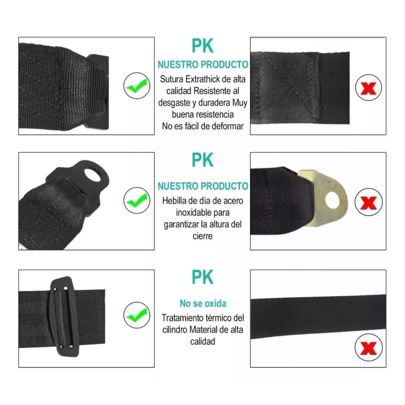 ZHX Cinturón De Seguridad De 3 Puntos Universal Retráctil 2pzs