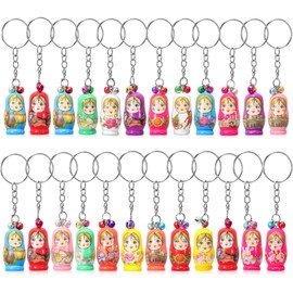 Toyvian 24 Piezas Anidando Muñecas Llaveros Muñecas Rusas Mini Muñecas Rusas De Colores Colgante Matryoshka Llaveros Matryoshka Muñecas Rusas Encantos Adorno con Campana Pequeña