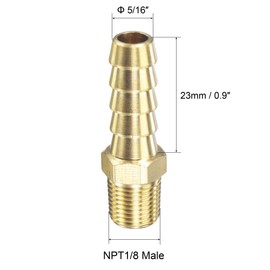 sourcing map Brass Hose Barb Fitting Straight 5/16 Inch x NPT 1/8 Male Thread Pipe Connector for Water Air Fuel Tube 2pcs