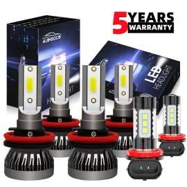 AUIMSOCO For 2014 2015 2016-2020 Nissan Rogue White LED Headlights Fog Light Bulbs Kit