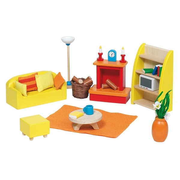 Goki 51904 Puppenhausmöbel für das Wohnzimmer, 34-teilig