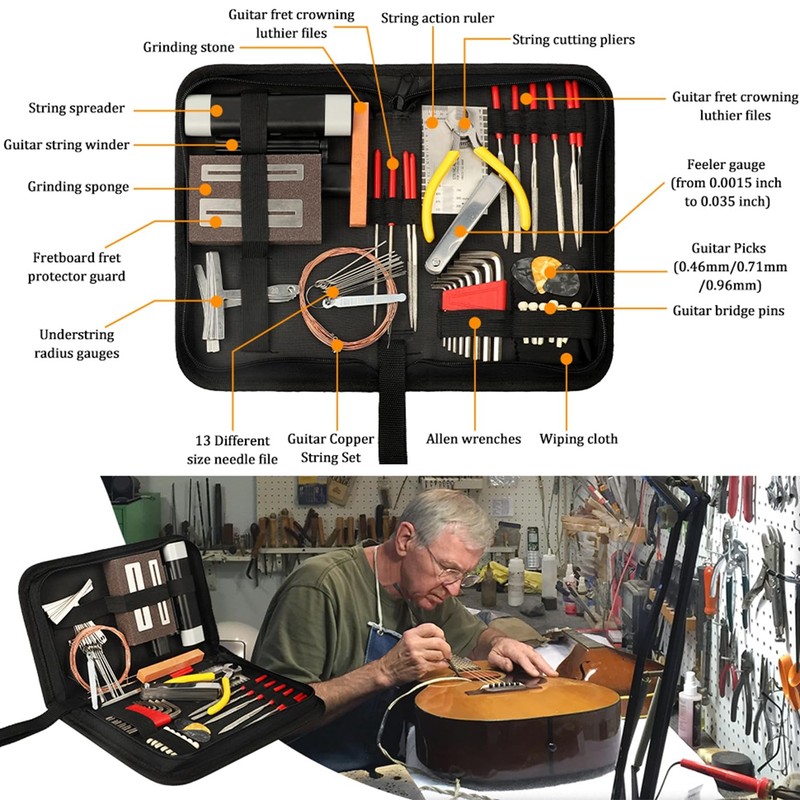 RuiJOTWAT 54 Pieces Guitar Repairing Maintenance Tool Kit, Guitar Repair