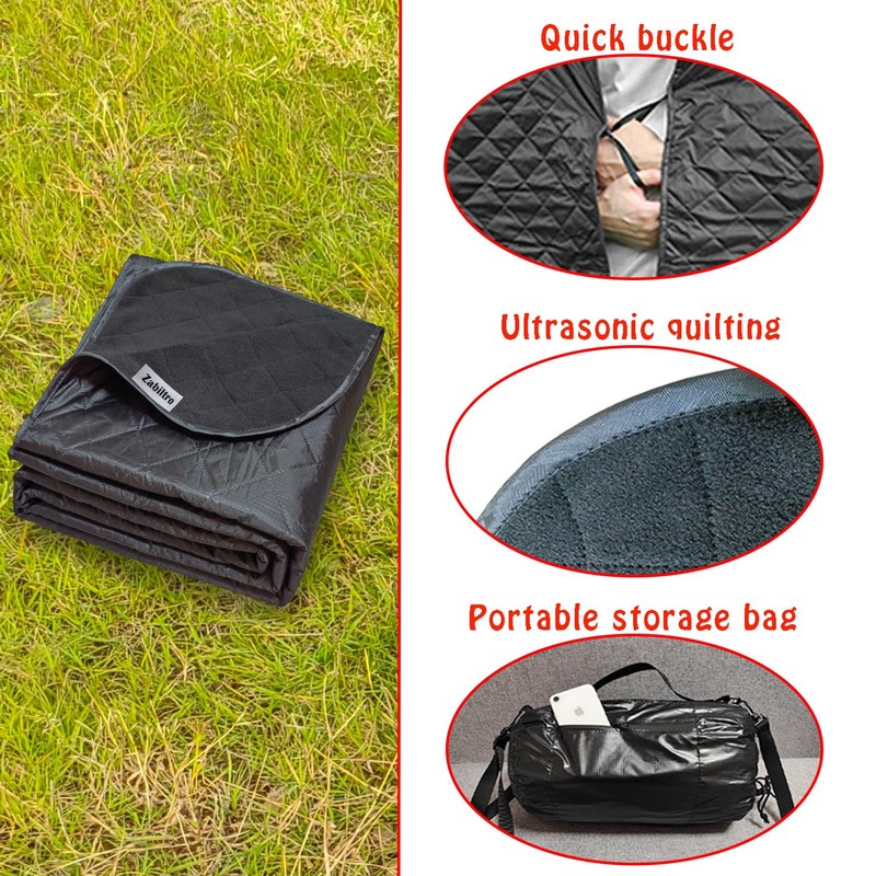 Zabiltro Large Outdoor Waterproof Blanket-Quilted Extra Thick Fleece Windproof Warm
