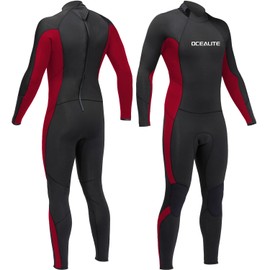 Ocealite Full Wetsuits 5/4mm 4/3mm and 3mm Full Wetsuit for Mens Premium Neoprene Suits for Diving Snorkeling Surfing Swimming (Mens 3mm Black+Red, X-Large)