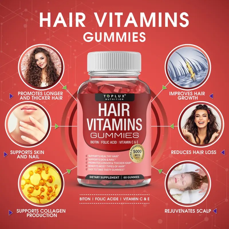 Biotin Gummies 5000 mcg – Hair, Skin & Nails Support