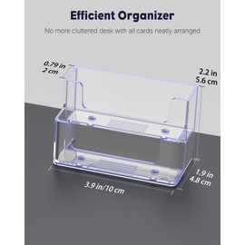 Uniclife 2 Pack Acrylic Business Card Holder for Desk 2 Slots Clear Business Card Display Stand for Men & Women Desktop Business Card Organizer Card Stand for Office Home Exhibition, 120 Card Capacity
