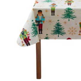 Serafina Home NUTCRACKER REUSABLE VINYL TABLECLOTH FLANNEL BACK 52" X 70"