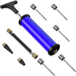 Ball Pump, Sports Ball Pump with 5 Needles, Nozzle, Extension Hose, Push & Pull Inflator System, Perfect for Volleyball, Basketball, Football, Soccer, Water Polo, Swim Inflatables - Colour: Black