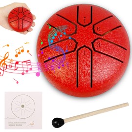 Steel Tongue Drum, 3 Inch 6 Tone Tongue Drum, Pan Percussion Instrument, Steel Tongue Drum, Steel Pan Tones Percussion Instrument, Handpan Steel with Beaters, Tongue Drum for Meditation Yoga Sound