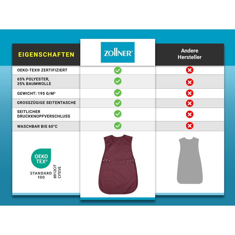 ZOLLNER Throw Apron – Durable Clothes Protector in Red –