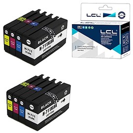 LCL Compatible Ink Cartridge Pigment Replacement for HP 711XL 711 XL High Yield Designjet T120 24 T120 610 T520 24 T520 36 T520 610 T520 914 T125 24 (8-Pack 2Black 2Cyan 2Magenta 2Yellow )