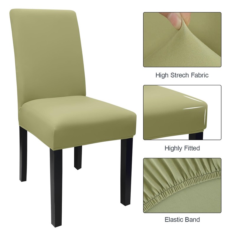 Keyroal Dining Room Chair Covers Set of 4, Stretch Solid