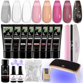 Biutee Polygel Set with LED Light, 8 Colors Nail Gel, Length Gel, Gel Nail