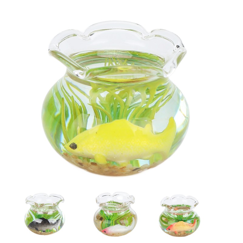 4pcs 1:12 Scale Miniature Glass Goldfish Bowl DIY Fish Bowl