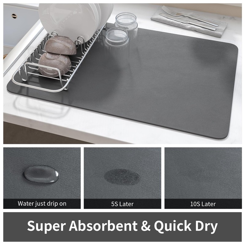 AMOAMI-Coffee Mat Hide Stain Rubber Backed Absorbent Dish Drying Mat