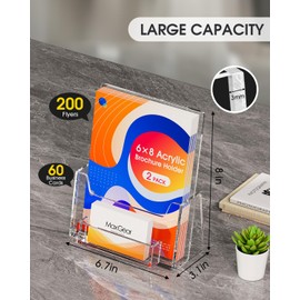 MaxGear Acrylic Brochure Holder 6-inch Wide, 6 Pack Clear Brochure Display Stand for Desk, Plastic Flyer Holder for Pamphlet, Menu, Booklet