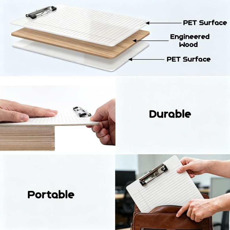 Lined Dry Erase Clipboards 9x12 Reusable Whiteboards for School Office